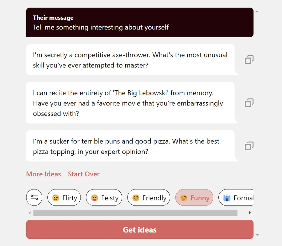 The user interface of the output of Your Move Ai’s chat assistant tool