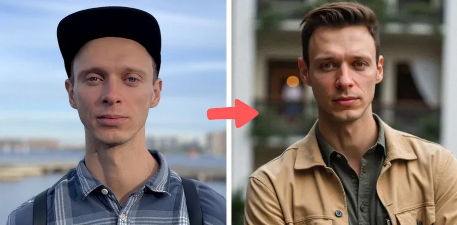 Before and after comparison of a picture enhanced by YourMove AI’s photo enhancer tool