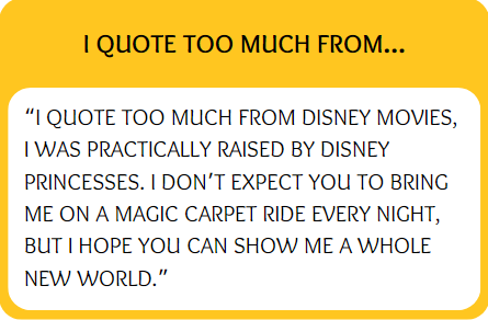 Funny bumble prompt answers for I quote too much from