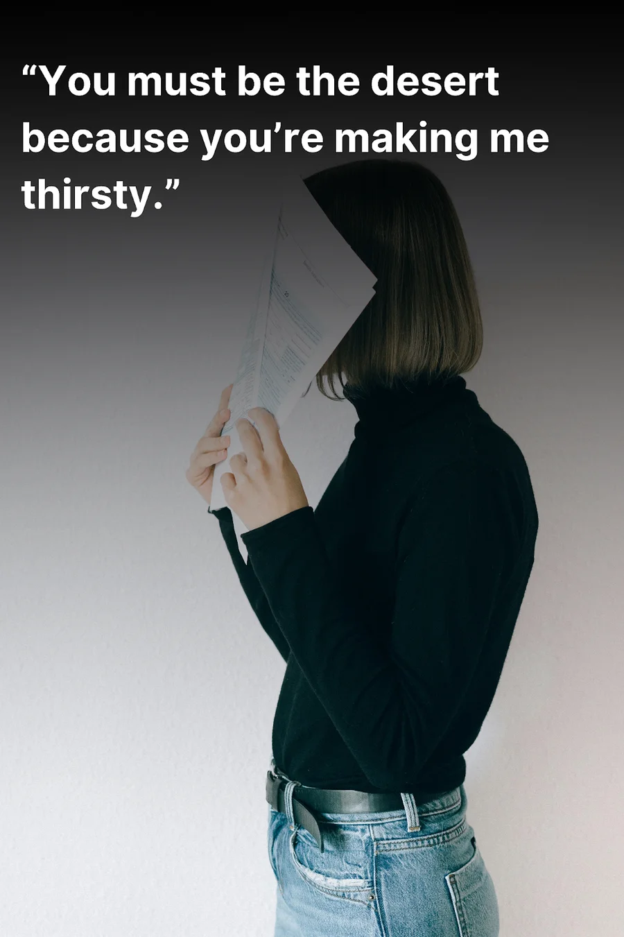 Young woman hiding her face after reading a horrible pick up line