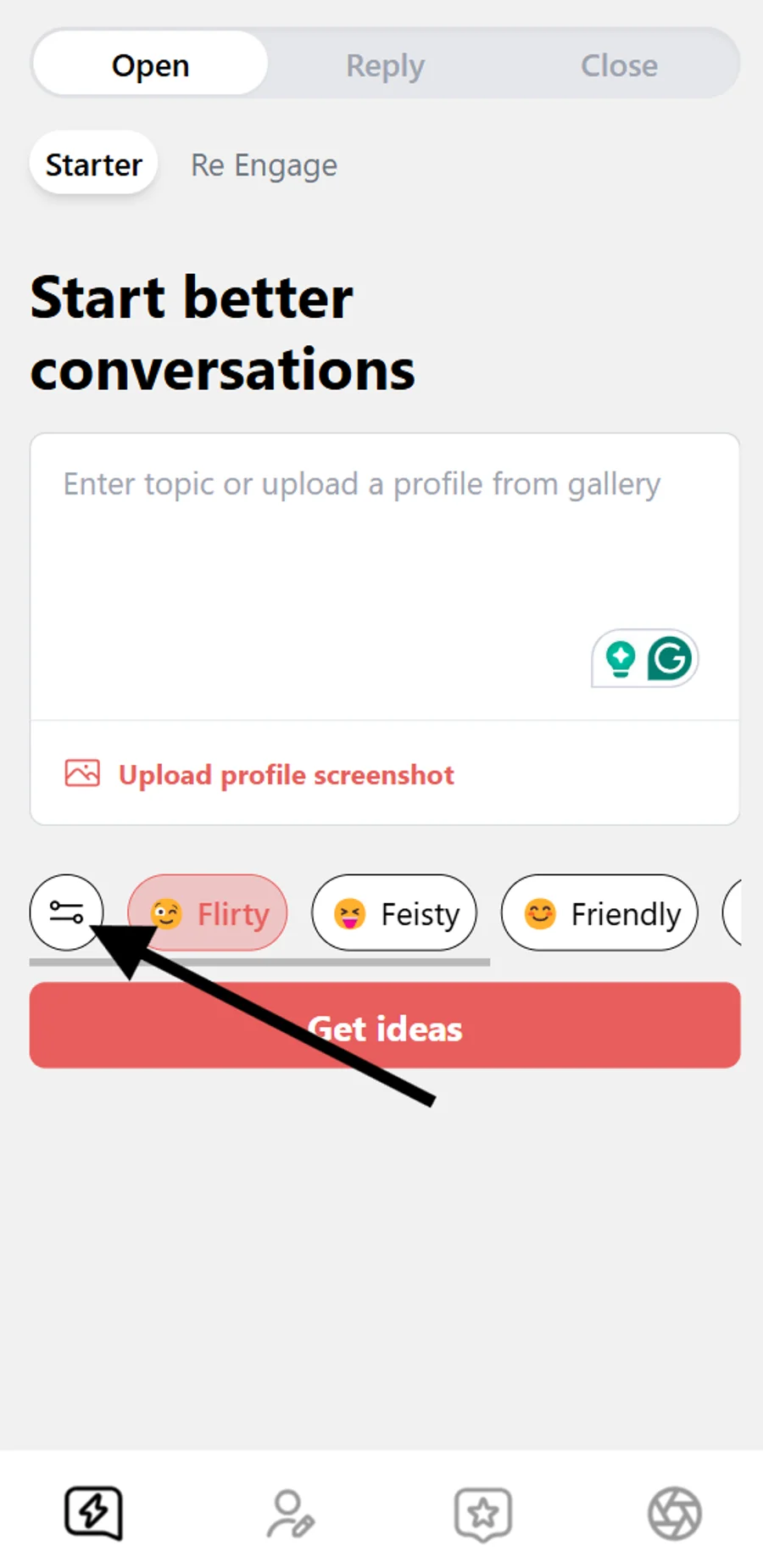 The screen shows how to find the chat assistant tool’s curiosity mode.
