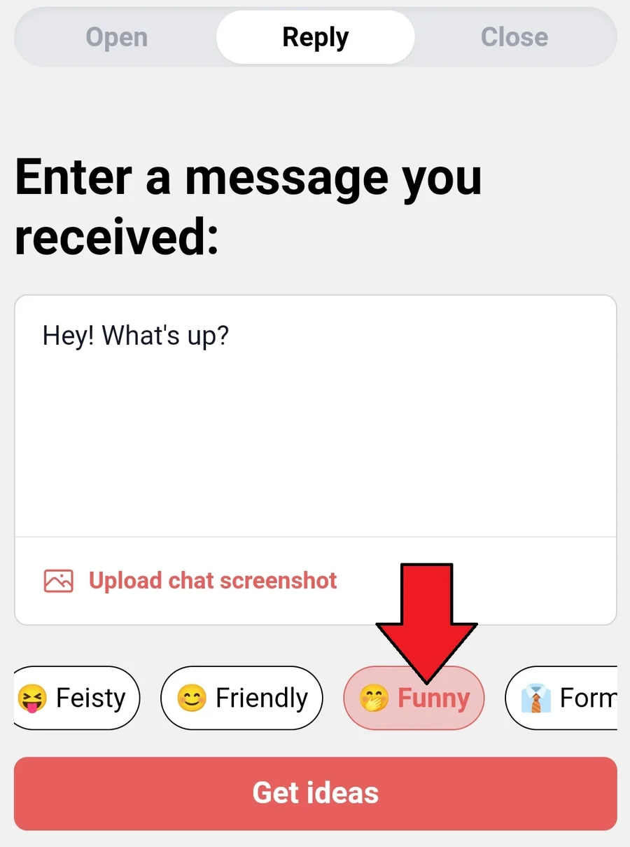 screenshot of the interface of yourmove ai's chat assistant where Funny was selected