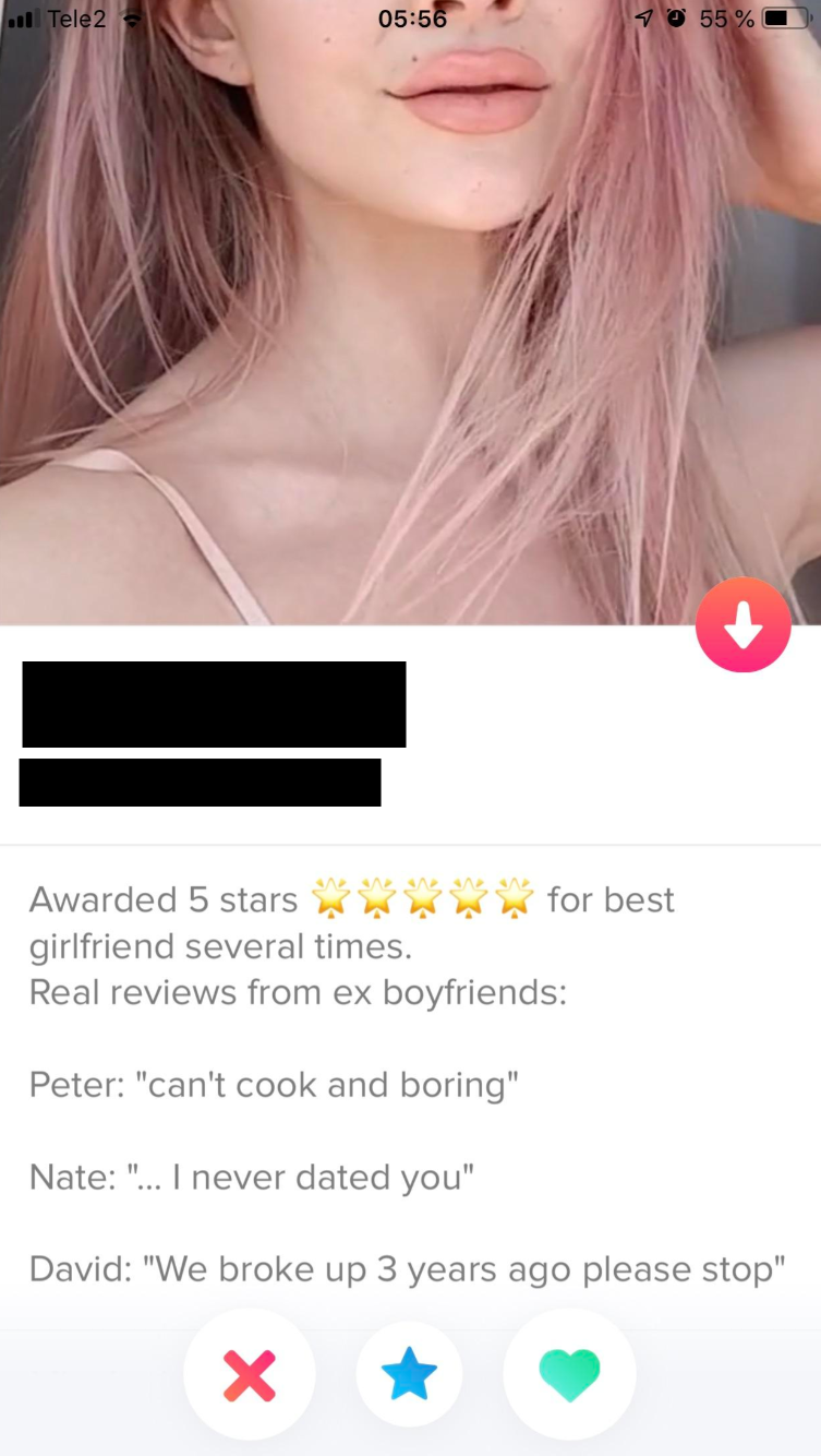 A female Tinder user’s funny bio
